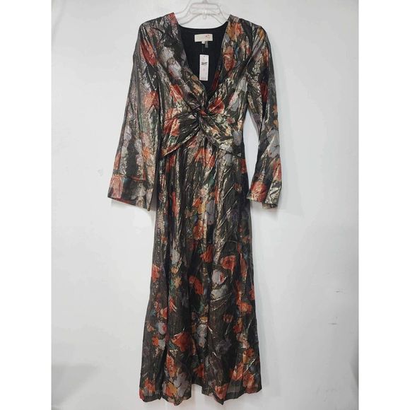 Anthropologie Caballero Deep V-Neck Maxi Dress Size XS. B-2 - Picture 10 of 12